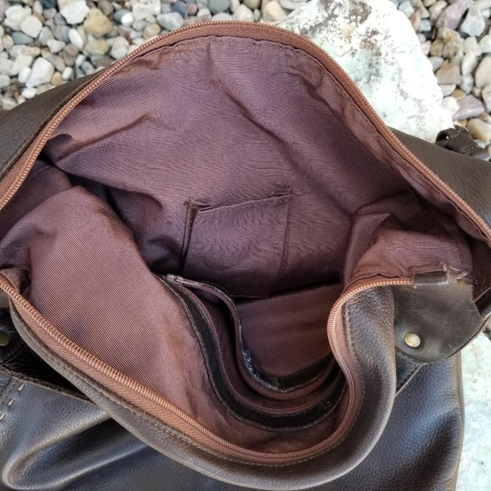 Per Se Dark brown leather bag w/ brass studs Large - Picture 3 of 13